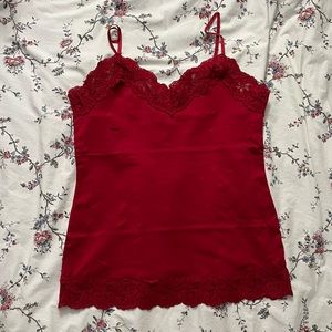 Red lace camisole tank
